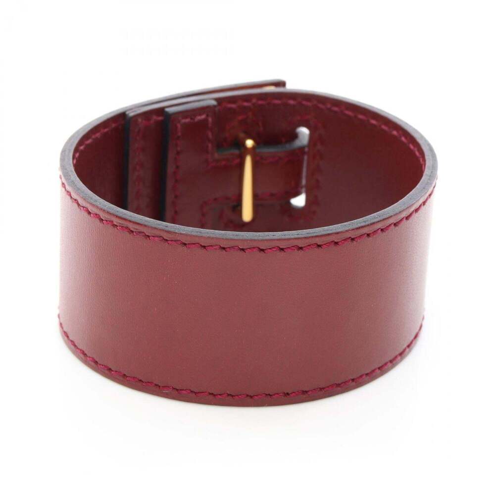 Hermes Artemis Bracelet, □E stamp, Gold Plated Leather, Women's, Red - Picture 2 of 9